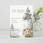 Opossum Birthday Invitation • Cute Woodland Party Save The Date (Staand voorkant)