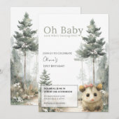 Opossum Birthday Invitation • Cute Woodland Party Save The Date (Voorkant / Achterkant)