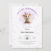 Opossum Birthday Invitation • Cute Woodland Party Save The Date (Voorkant)