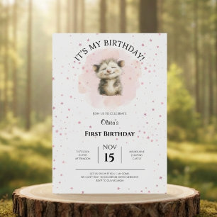 Opossum Birthday Invitation • Cute Woodland Party Save The Date