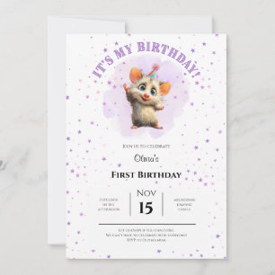 Opossum Birthday Invitation • Cute Woodland Party Save The Date