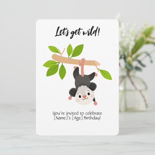 Opossum Birthday Invitation Kaart (Staand voorkant)