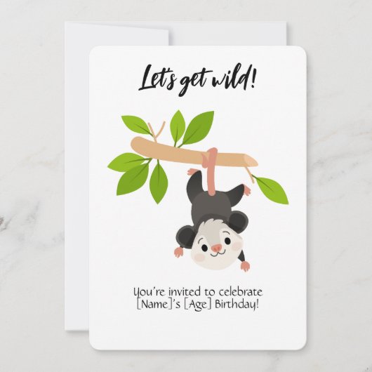 Opossum Birthday Invitation Kaart (Voorkant)