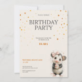 Opossum Birthday Invitation • Woodland Party Theme Save The Date (Voorkant)