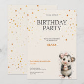 Opossum Birthday Invitation • Woodland Party Theme Save The Date (Voorkant / Achterkant)