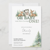 Opossum Birthday Invitation • Woodland Theme Save The Date (Voorkant)