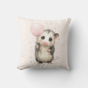 Opossum Birthday Pillow • Woodland Animal Decor Kussen