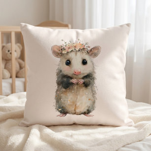 Opossum Birthday Pillow • Woodland Animal Decor Kussen