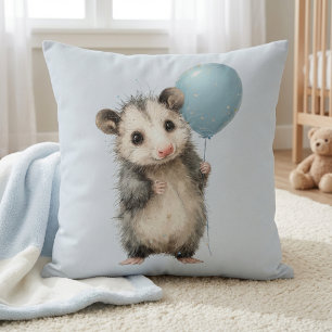 Opossum Birthday Pillow • Woodland Animal Decor Kussen