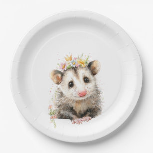 Opossum Birthday Plate • Cute Woodland Party Papie Papieren Bordje