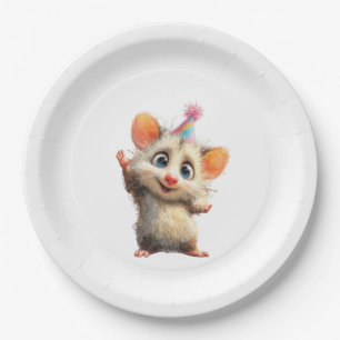 Opossum Birthday Plate • Cute Woodland Party Papie Papieren Bordje