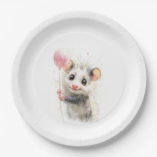 Opossum Birthday Plate • Cute Woodland Party Papie Papieren Bordje