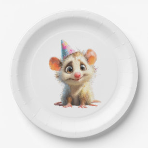 Opossum Birthday Plate • Cute Woodland Party Papie Papieren Bordje