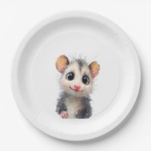 Opossum Birthday Plate • Cute Woodland Party Papieren Bordje