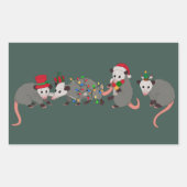 Opossum Christmas Cute Wild Animals Funny Xmas Rechthoekige Sticker (Voorkant)
