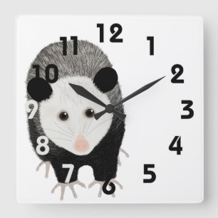 Opossum Clock Vierkante Klok
