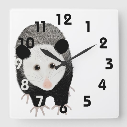 Opossum Clock Vierkante Klok (Voorkant)