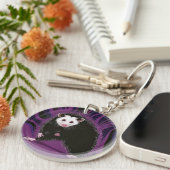Opossum Design Acryl Sleutelhanger Ronde Paarse Zw (Voorkant Rechts)