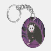Opossum Design Acryl Sleutelhanger Ronde Paarse Zw (Voorkant Links)
