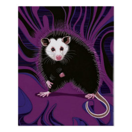 Opossum Design Poster Muurkunst Paarse Zwart