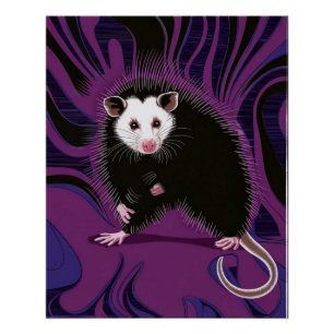 Opossum Design Poster Muurkunst Paarse Zwart