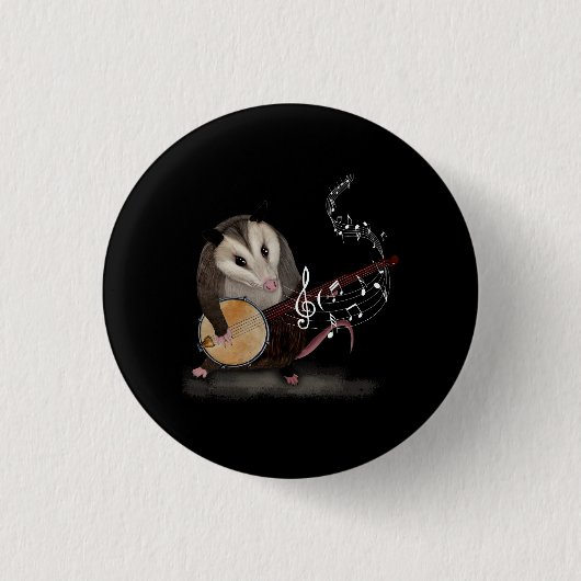Opossum die Banjo Guitar Possum Live Weird Tra spe Ronde Button 3,2 Cm (Voorkant)