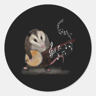 Opossum die Banjo Guitar Possum Live Weird Tra spe Ronde Sticker