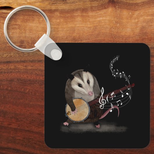 Opossum die Banjo Guitar Possum Live Weird Tra spe Sleutelhanger (Voorkant)