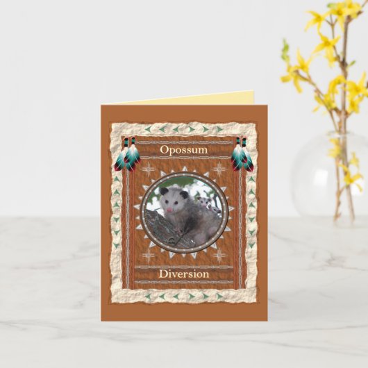 Opossum - Diversion - Custom Wenskaart Kaart (Gele Bloem)
