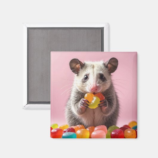 Opossum Eating Gummy Sweeties Magneet (Voorkant / Achterkant)