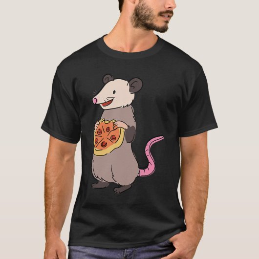 Opossum Eating Pizza Fast Food Rodent Cute Forest T-shirt (Voorkant)