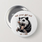 Opossum Eet je meisje uit Ronde Button 7,6 Cm (Voorkant /achterkant)