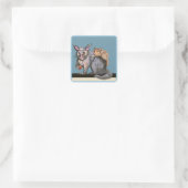 Opossum en baby vierkante sticker (Tas)