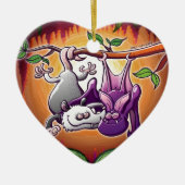 Opossum en Bat in Love Keramisch Ornament (Voorkant)