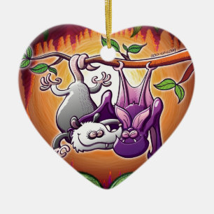 Opossum en Bat in Love Keramisch Ornament