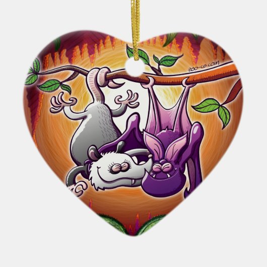 Opossum en Bat in Love Keramisch Ornament (Voorkant)