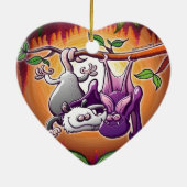 Opossum en Bat in Love Keramisch Ornament (Achterkant)