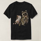 Opossum en Raccoon eten pizza T-shirt (Design voorkant)