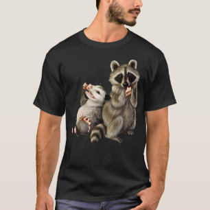 Opossum en Raccoon eten pizza T-shirt