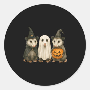 Opossum Halloween Zomer Heks Geest Pompoen Ronde Sticker