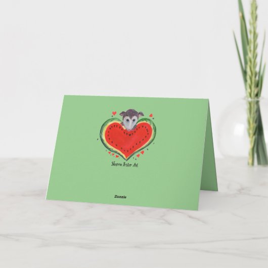 Opossum houdt meer van je dan Possum met Watermelo Feestdagen Kaart (Achterkant)