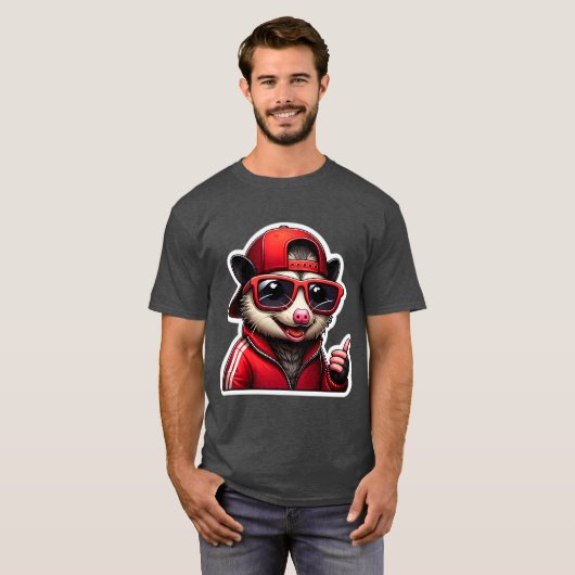OPOSSUM IN ROOD SPOOR PAK T-SHIRT (Voorkant volledig)