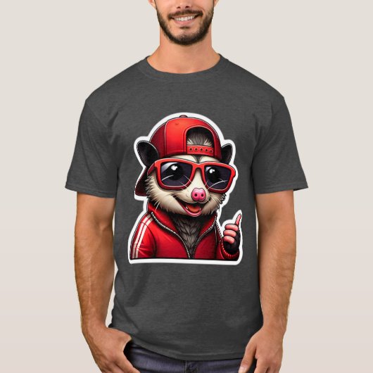 OPOSSUM IN ROOD SPOOR PAK T-SHIRT (Voorkant)