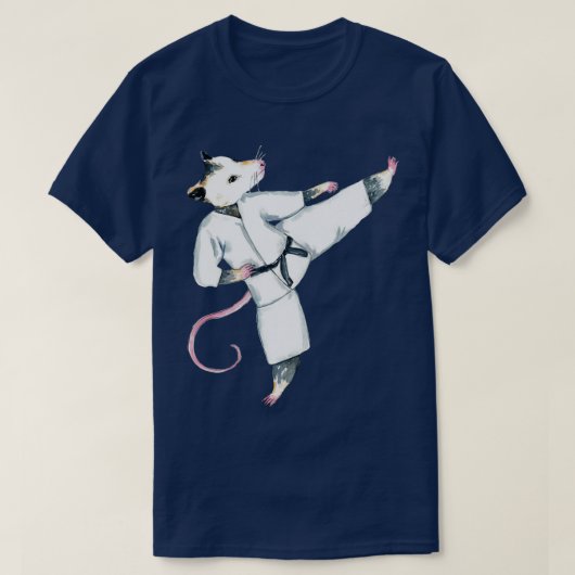Opossum karate sport vrouwen man waterverf t-shirt (Design voorkant)