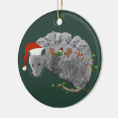 Opossum Kerst Baby Possums Verpakt in Lichten Keramisch Ornament (Links)