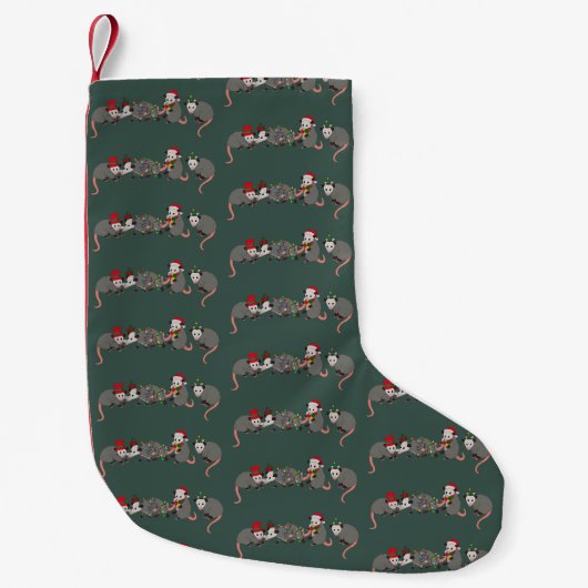Opossum Kerst Cute Wilde Dieren Grappige Kerstmis Kleine Kerstsok (Voorkant)