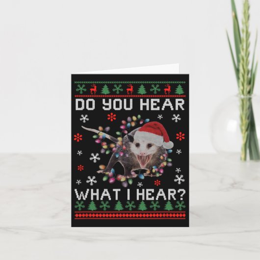 Opossum kerst hoor je wat ik hoor Xmas Opo Kaart (Voorkant)