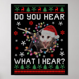 Opossum kerst hoor je wat ik hoor Xmas Opo Poster
