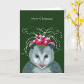 Opossum kerstkaart kaart (Gele Bloem)