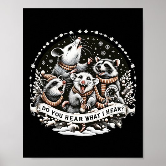 Opossum Kerstmis Christmas Poster (Voorkant)
